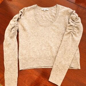 FRAME Ruched Sleeve 100% Cashmere Sweater Large